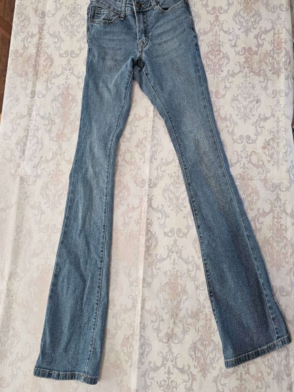 Rise Supply Co Size 00 Junior’s Jeans Flare Boot Cut Mid Rise Stretch Denim Blue